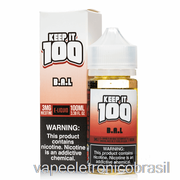 Vape Recarregável B.a.l. - Mantenha 100 E-líquido - 100ml 6mg